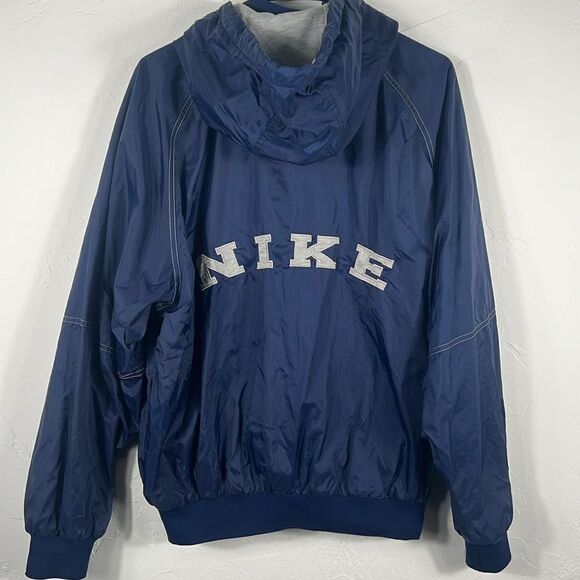 🔥 Vintage 90’s NIKE Nylon Hoodie Polyester Fleece Lined Snap Jacket - Sz M -EUC - Picture 6 of 13